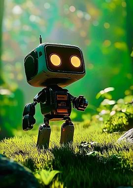 Cute Robot in a Forest