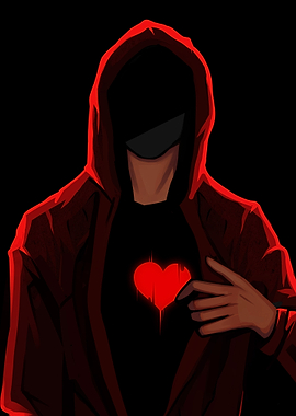 Hooded Figure with Glowing Heart