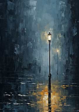 Street lamp in the rain