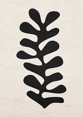 Black Abstract Plant on Textured Background