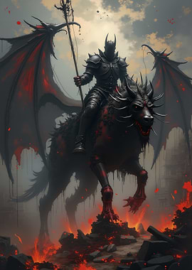 Dark Knight Riding a Dragon