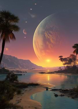 Alien Planet Sunset Landscape