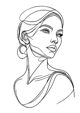 Minimalist Line Art Portrait of a Woman
