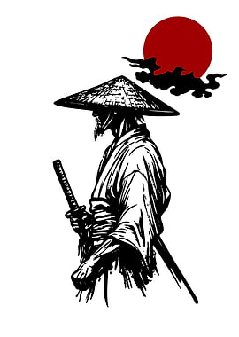 Samurai Warrior Under a Red Sun