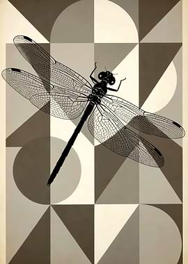 Dragonfly on Geometric Background