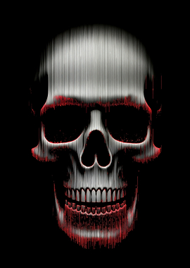 Abstract Skull with Red Glitch Effect