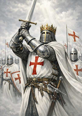 Knight Templar with Sword and Army