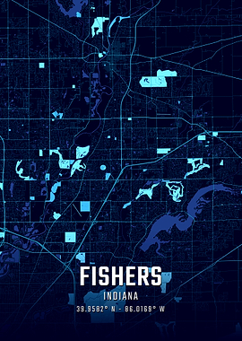Fishers Indiana Midnight City Map