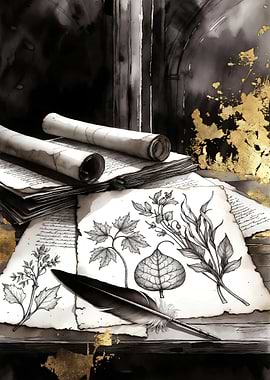 Quill and Botanical Illustrations