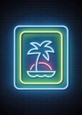 Neon Island Palm Tree Sign