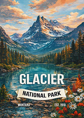 Glacier National Park Vintage Poster