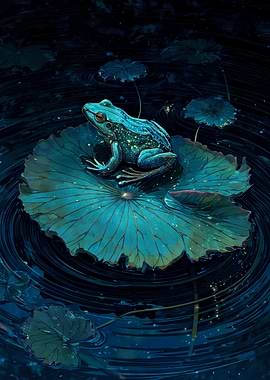Magical Blue Frog Lily Pad