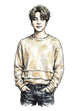 Jimin Watercolor Portrait