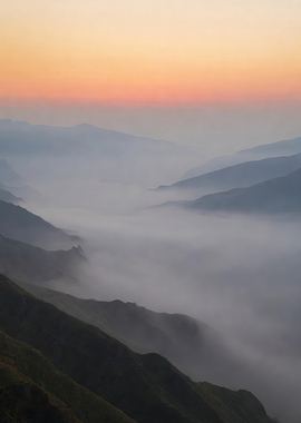 Misty Mountain Valley at Sunrise