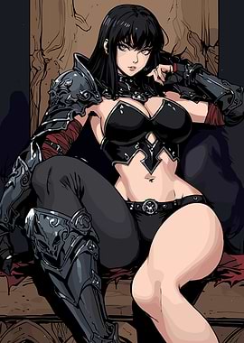 Dark Fantasy Warrior Queen on Throne