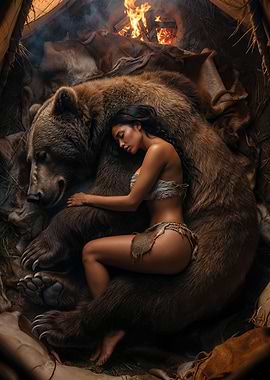 Woman Sleeping with Bear