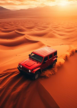Jeep Driving Through Desert