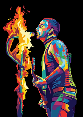 Musician with Guitar and Fire