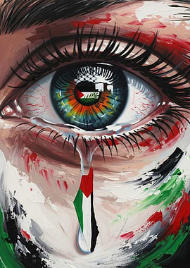 Eye Crying Palestinian Flag Tear