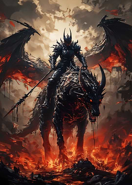 Dark Knight Riding a Dragon