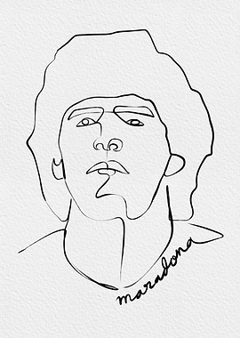 Diego Maradona Line Art Portrait