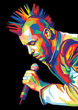 Colorful Punk Rocker with Microphone