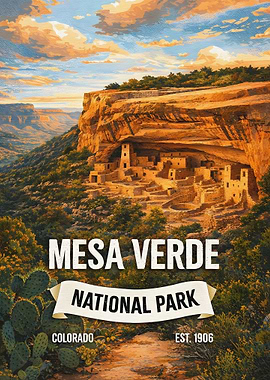 Mesa Verde National Park Vintage Poster