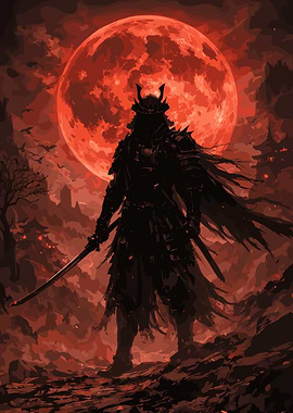 Samurai Under a Blood Moon