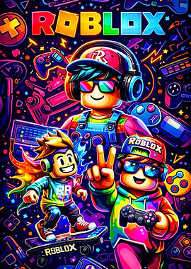 Roblox Characters with Gaming Theme