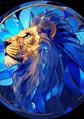 Stained Glass Lion Portrait