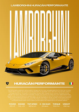 Lamborghini Huracán Performante Car Poster