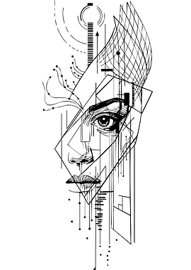 Abstract Geometric Face Art