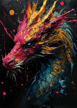 Vibrant Dragon Head Painting
