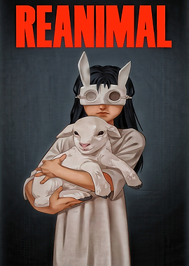 Girl in Bunny Mask Holding Lamb