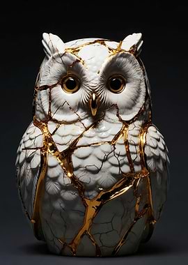 Kintsugi Owl Figurine