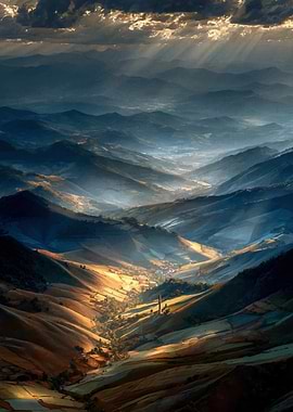 Sunbeams over a Valley