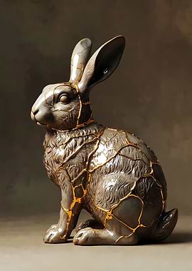 Kintsugi Rabbit Sculpture