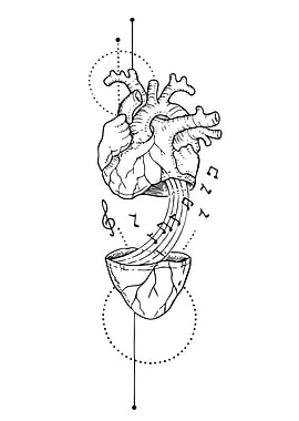 Anatomical Heart with Music Notes