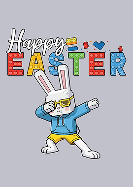 Dabbing Bunny Happy Easter Lego Style