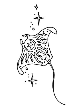 Manta Ray Celestial Tattoo Design