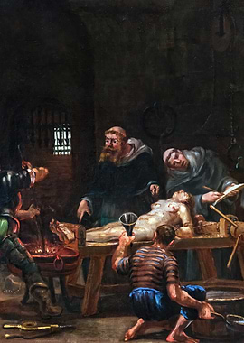 Torture scene in a dark chamber