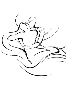 Abstract Couple Embracing