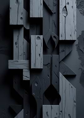 Dark Wood Abstract Sculpture