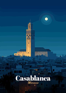 Casablanca Morocco Night Cityscape