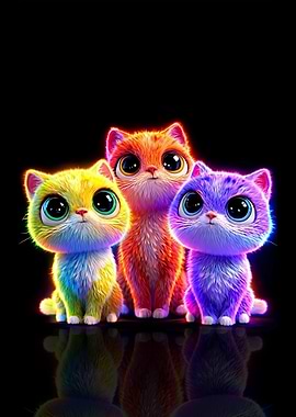 Three Adorable Rainbow Kittens