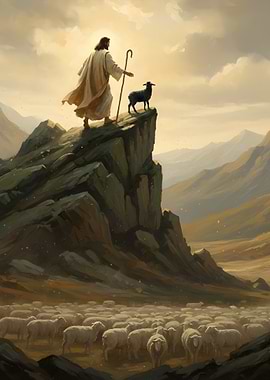 Jesus the Good Shepherd with Sheep
