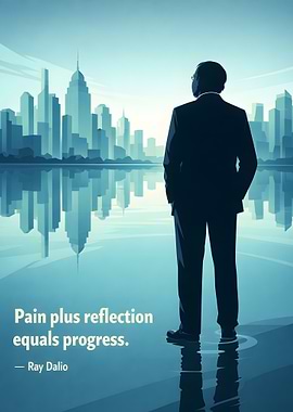 Man Reflecting on City Skyline