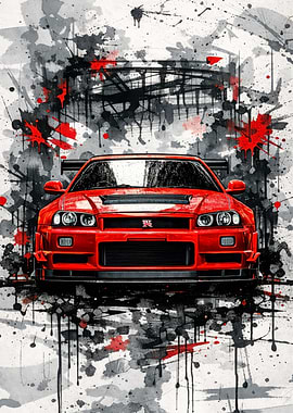 Red Nissan Skyline GT-R R34