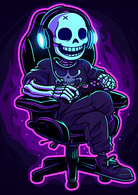 Glow Gamer Skull – Neon Esports Wall Decor
