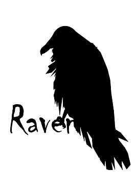 Black Raven Silhouette with Text